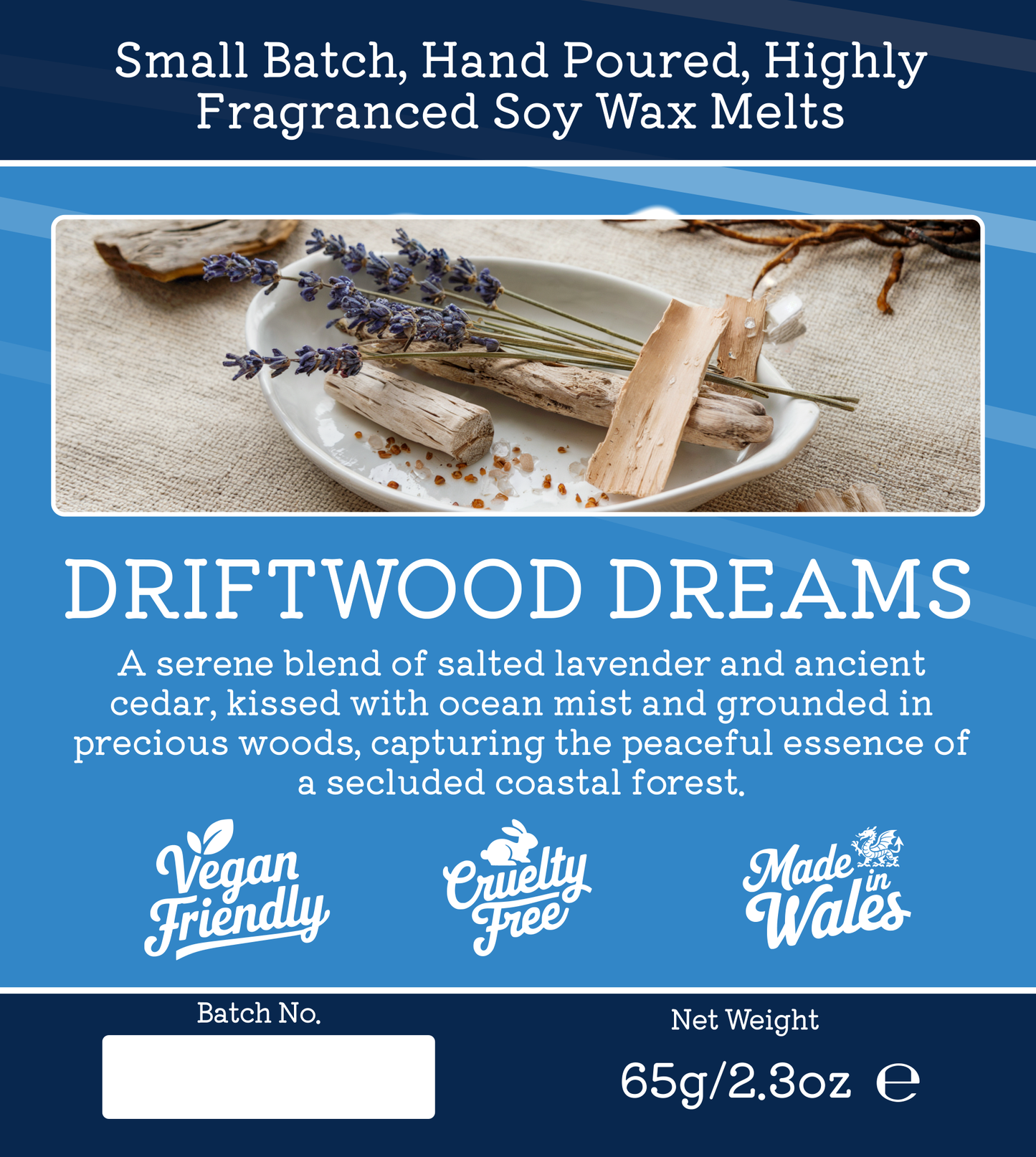 Driftwood Dreams luxury wax melt with botanical coastal winter fragrance