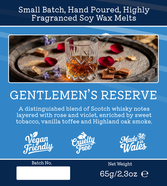 Gentlemen's Reserve luxury wax melt with tobacco, rose and woody winter fragrance