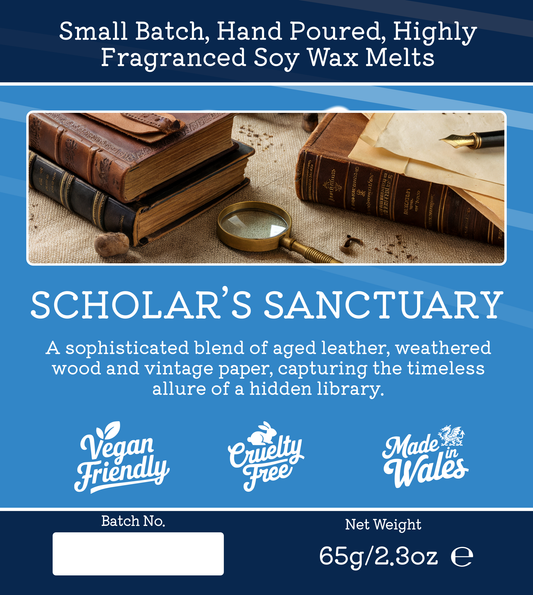 Scholar's Sanctuary luxury wax melt with vintage library winter fragrance